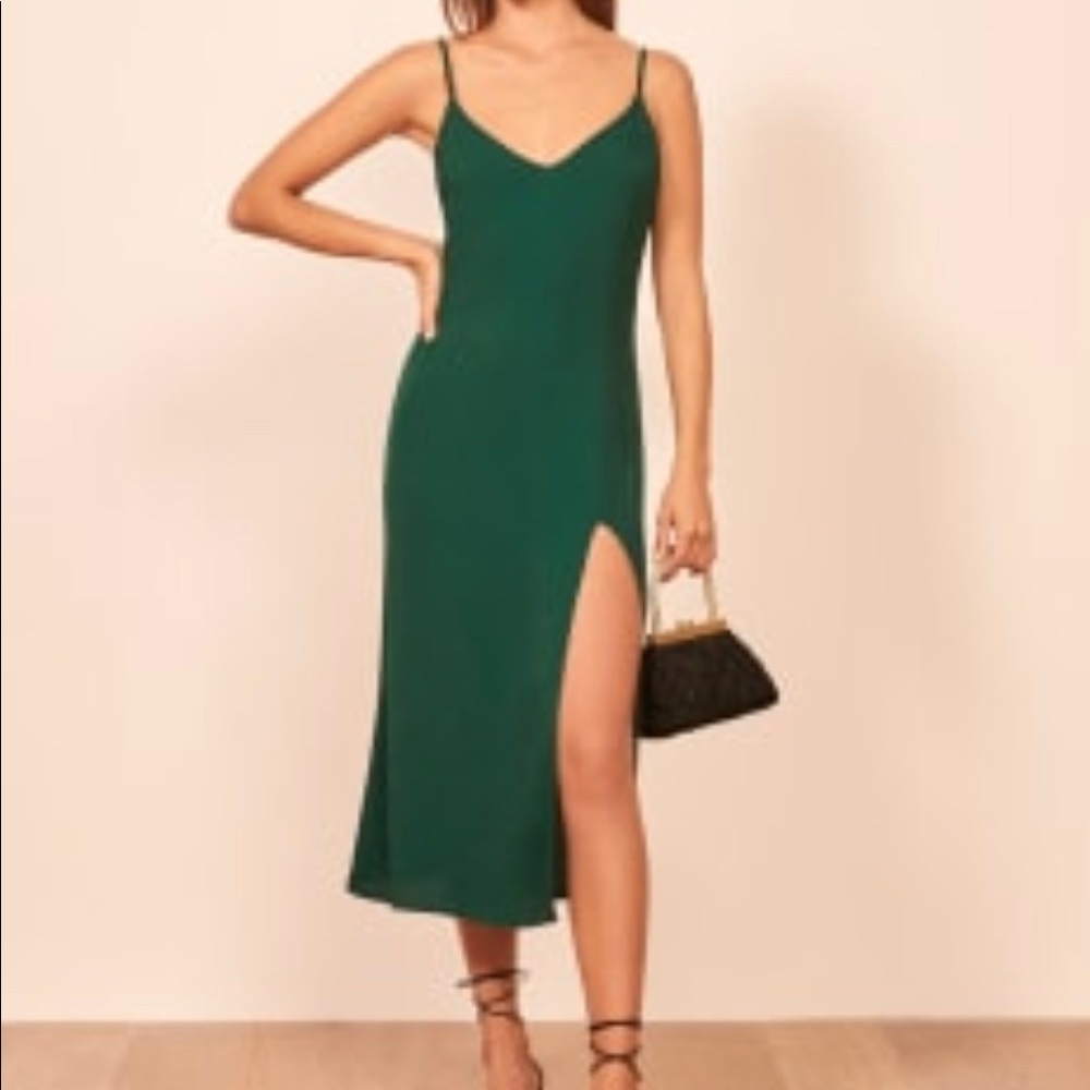 Reformation Crimini Dress in Emerald